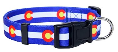 Native Pup Colorado State Flag Dog Collar Colorado Blue Large