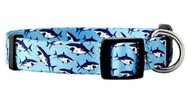 Native Pup Cute Animal Dog Collar Shark Pattern for Girl or Boy Dogs Adjustable Size Durable Nylon Sharks Medium