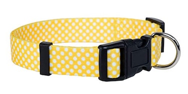 Native Pup Polka Dot Dog Collar Adjustable for Small Medium Large Dogs Cute Fabric for Boy Girl Yellow Small
