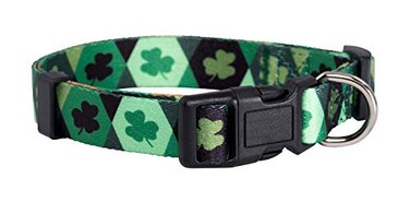Native Pup St Patricks Dog Collar Saint Patrick Green Shamrock Pet Collars St Patricks Lucky Irish Cute Boy Girl Puppy Gift Adjustable for Small Medium Large Breeds Argyle Small