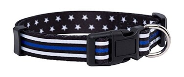 Native Pup Thin Blue Line Dog Collar Stars Large