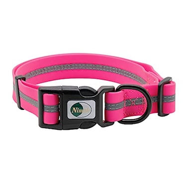 NIMBLE Nimble Reflective Waterproof Dog Collar Adjustable Odor Resistant Easy Clean Pet Collar for Small Medium Large Dogs Night Walking Outdoor Rainy Use Large 1535248inches Pink