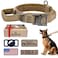 OEBEESA Tactical Dog Collar Adjustable Military Collar Nylon K9 Collars with Handle and Heavy Duty Metal Buckle for Medium Dogs with 3 Patches and Airtag Case Holder M Brown