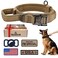 OEBEESA Tactical Dog Collar Adjustable Military Collar Nylon K9 Collars with Handle and Heavy Duty Metal Buckle for Medium Dogs with 3 Patches and Airtag Case Holder M Brown