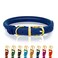 OOPSDOGGY Reflective Rolled Leather Dog Collar Adjustable Soft Padded Pet Collar for Small Medium Large Breed Dogs Blue XXS 79