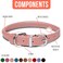 OOPSDOGGY Rolled Leather Dog Collar Reflective Roll Collars for Small Medium Large Dogs Puppy Blush M 12 15