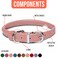 OOPSDOGGY Rolled Leather Dog Collar Reflective Roll Collars for Small Medium Large Dogs Puppy Blush M 12 15