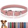 OOPSDOGGY Rolled Leather Dog Collar Reflective Roll Collars for Small Medium Large Dogs Puppy Blush M 12 15