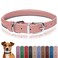 OOPSDOGGY Rolled Leather Dog Collar Reflective Roll Collars for Small Medium Large Dogs Puppy Blush S 10 13