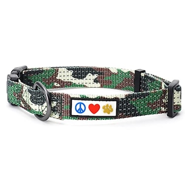 Pawtitas Reflective Dog Collar for Medium Dogs Adjustable Nylon Collar with QuickRelease Buckle Fits Neck 1320 in Night Safety Training Collar M Camouflage Green