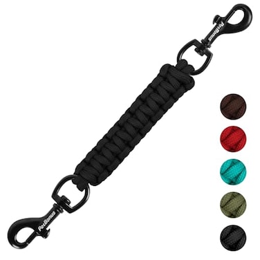 PetBonus Dog Collar Safety Clip Handmade Backup Safety Strap for Dog Harness Prong Pinch Collar Double Ended Clasp Leash Connector Black