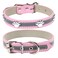 Petcare PETCARE Reflective Dog Collar with Cute Paw Rivet Studded Funny Soft PU Leather Adjustable Puppy Dog Collars for Small Medium Large Dogs Cats PinkLarge