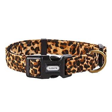 Petiry Fancy Leopard Dog Collar Flocking Fabric Cheetah Scent Premium Soft and for PuppyMiddle and Big DogsNeck1015