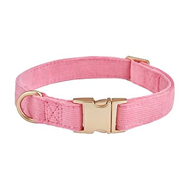 Petiry Soft Corduroy Fibric Dog Collar with High Grade Metal Buckle for Small DogsPinkSmall1015