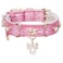 PetsHome Cat Collar Dog Collar Bling Rhinestones PU Leather Adjustable Pet Collar with Luxury Pendant for Cat and Small Dog Extra Small Pink