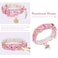 PetsHome Cat Collar Dog Collar Bling Rhinestones PU Leather Adjustable Pet Collar with Luxury Pendant for Cat and Small Dog Extra Small Pink