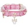 PetsHome Cat Collar Dog Collar Bling Rhinestones PU Leather Adjustable Pet Collar with Luxury Pendant for Cat and Small Dog Extra Small Pink