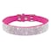Pimaodog Rhinestone Dog Collar Cute Dazzling Sparkling Soft Suede Leather Adjustable Pet Dog Cat Collar Crystal Diamond for Puppy Small Medium Large Dogs S2632cm Hot Pink