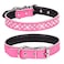 Pimaodog Rhinestones Dog Collar Adjustable Sparkly Crystal Studded Genuine Leather Pet Dog Collar for Small and Medium Dogs M Hot Pink