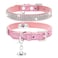 PUPTECK Basic Adjustable Cat Collar with Bling Diamond and Double Bells for Kitten and Small Puppy Fashion and Shining Dog Rhinestone Collars 68in Pink