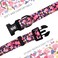 QQPETS Adjustable Soft Dog Collar Print Flower Pink Multicolor Cute Patterns for XS Small Medium Large Pet Girl Boy Puppy Walking Running Training