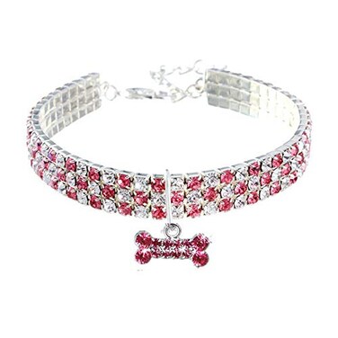 RayMinsino Pet Collar with Diamonds Adjustable Crystal Diamond Elastic Bone Pendant Wedding cat and Dog Small pet Necklace Jewelry