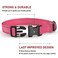 BOOMIBOO Reflective Dog Collar with Buckle Adjustable Safety Nylon Collars for Small Medium Large Dogs Light Pink XL
