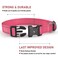 BOOMIBOO Reflective Dog Collar with Buckle Adjustable Safety Nylon Collars for Small Medium Large Dogs Light Pink XL