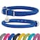 BRONZEDOG Rolled Leather Dog Collar Soft Round Design Prevents Tangling Matting with ID Tag for Small Medium Large Dogs 710 inch Royal Blue