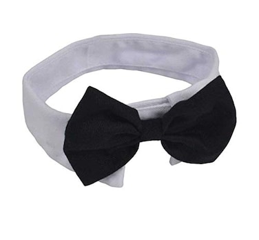 Heypet Small Dog Cat Collar Bow Tie Adjustable Puppy or Kitten Medium Neck Bowtie for Wedding Birthday DBTT1 Black White Formal Tuxedo