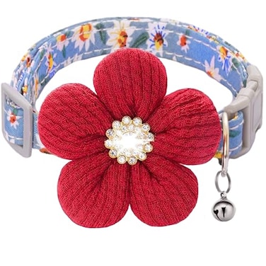 COZIRAE Small Dog Collar with Flower Spring Dog Collar for Girl Dog Collars for Small Dogs Cute Dog Collar with Bell Adjustable Length