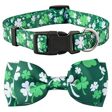 Native Pup St Patricks Day Dog Collar with Bowtie Gift Decor for Irish Lucky Clover Shamrock Bow Tie Small St Patricks Mixed Clover