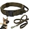 Antswish Tactical Dog Collar Leash Set Adjustable Military Training Nylon Collar Dog Training with Control Handleand Metal Buckle Dog Collar for Medium Large Dogs GreenXL