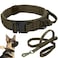 Antswish Tactical Dog Collar Leash Set Adjustable Military Training Nylon Collar Dog Training with Control Handleand Metal Buckle Dog Collar for Medium Large Dogs GreenXL
