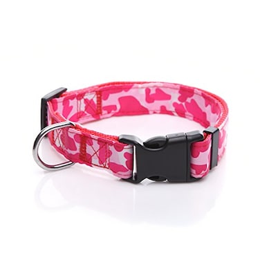TAIDA Dog Collar Nylon Camouflage Adjustable Collar 1 Inch Wide for Large Medium Dog Red