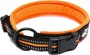 TRUE LOVE Dog Collar Reflective Premium Duraflex BuckleHigh Grade Nylon Webbing No Choke Basic Collars TLC5011OrangeM