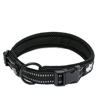 TRUE LOVE Truelove Dog Collar Reflective Premium Duraflex BuckleHigh Grade Nylon Webbing No Choke Basic Collars TLC5011Black2XL