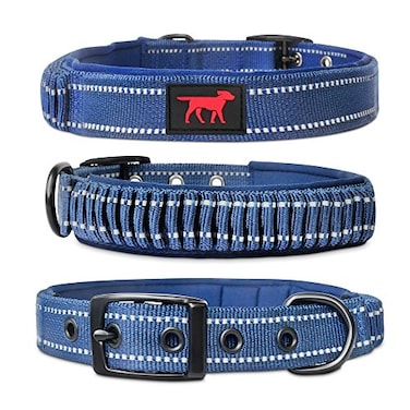 Tuff Pupper Heavy Duty Dog Collar with Handle Ballistic Nylon Heavy Duty Collar Padded Reflective Dog Collar with Adjustable Stainless Steel Hardware Convenient Sizing for All Breeds
