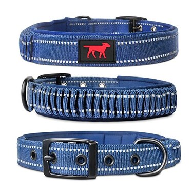 Tuff Pupper Heavy Duty Dog Collar with Handle Ballistic Nylon Heavy Duty Collar Padded Reflective Dog Collar with Adjustable Stainless Steel Hardware Convenient Sizing for All Breeds