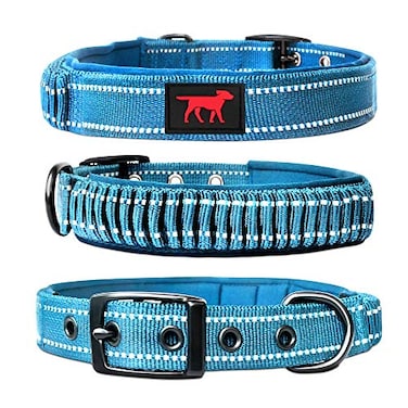 Tuff Pupper Heavy Duty Dog Collar with Handle Ballistic Nylon Heavy Duty Collar Padded Reflective Dog Collar with Adjustable Stainless Steel Hardware Convenient Sizing for All Breeds