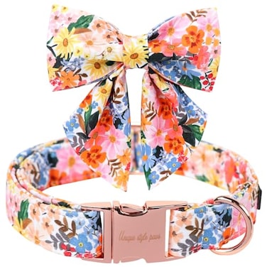 Unique style paws Cartoon Dog Collar with Bowtie Spring Summer Puppy Collar with Flower for Small Medium Large Boys Girls Dogs