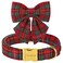 Unique style paws Christmas Dog Collar with Bow Tie Scottish Plaid Puppy Collar for Small Medium Large Dogs as Holiday Autumn Winter GiftsS