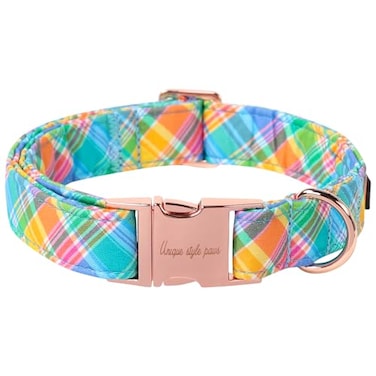 Unique style paws Easter Dog Collar Plastic Buckle Puppy Collar Colorful Plaid Puppy Collars for Small Medium Large Boys Girls Dogs