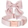 Unique style paws Silk Pink Color Dog Collar Adjustable Durable Dog Collar with Bow Wedding Bowtie Collar for Medium Dogs