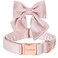 Unique style paws Silk Pink Color Dog Collar Adjustable Durable Dog Collar with Bow Wedding Bowtie Collar for Medium Dogs