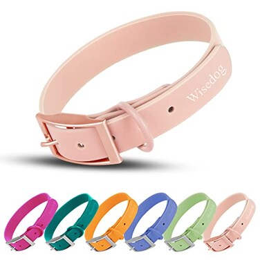 Wisedog Waterproof Dog Collar Multiple Adjust 7 to 236 Soft Rubber Coated Webbing and Easy to Clean for Small Medium Large Dogs L1519 1 in Gossamer Pink