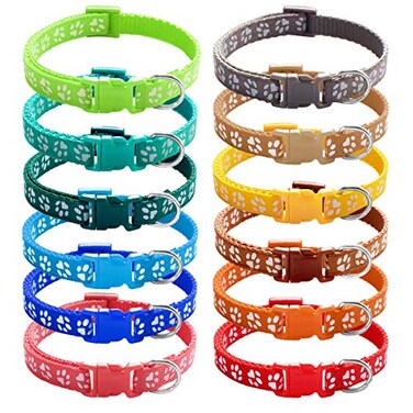 YOY 12 pcsSet Soft Nylon Puppy Whelping ID Collars Adjustable Reusable Washable Baby Dog ID Bands Pet Identification for Breeders Neck 8 13