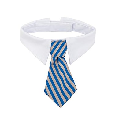 ZTON Pet Bowtie Handcrafted Adjustable Formal Collar Neck Tie for Dogs Cats L Blue Stripe