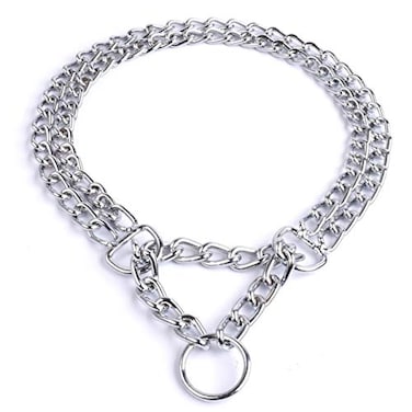 Cdipesp Dog Choker Martingale Collar Training Double Row Chain Heavy Duty Collar for Medium Large Dogs M16 Suitable for Neck 1114