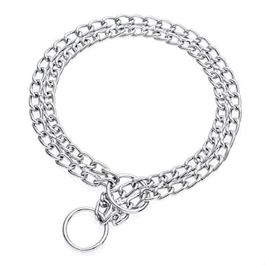 Mile High Life Dog Martingale Chain Collar Slip Choke Collar Metal Training Collar Double Triple Chain for Small Medium Large Dog Double ChainL20in55cmD30mm